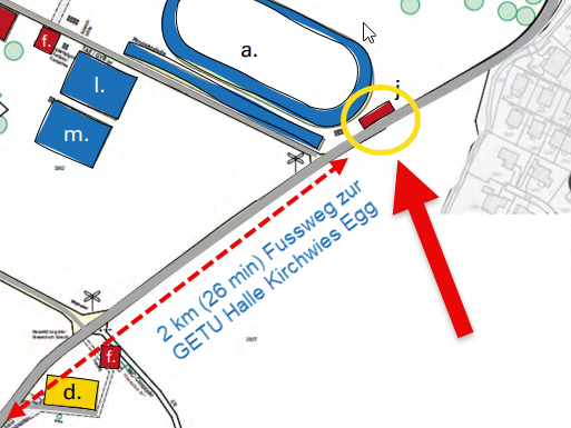 Turnfest Shuttle - Fussweg zum Geräteturnen in Egg